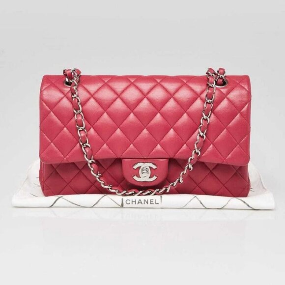 Chanel Pink Quilted Lambskin Leather Classic Medium Double Flap Bag - Picture 10 of 10